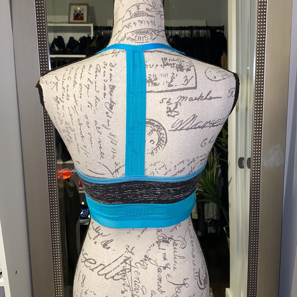 PINK teal and black sports bra